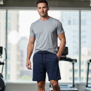 All In Motion Men's Gym Shorts Navy Small 9" Inseam Athletic Workout Running